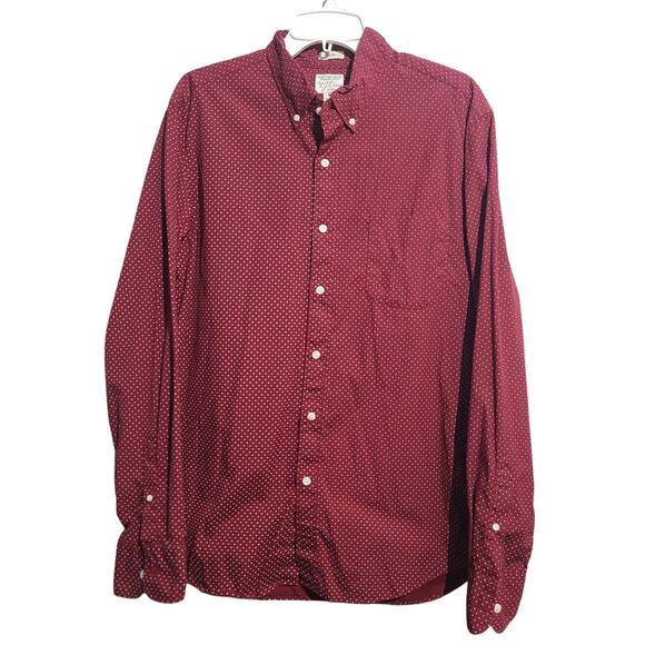 J. Crew Slim Secret Wash Organic Cotton Button Shirt Large Red - Picture 1 of 4